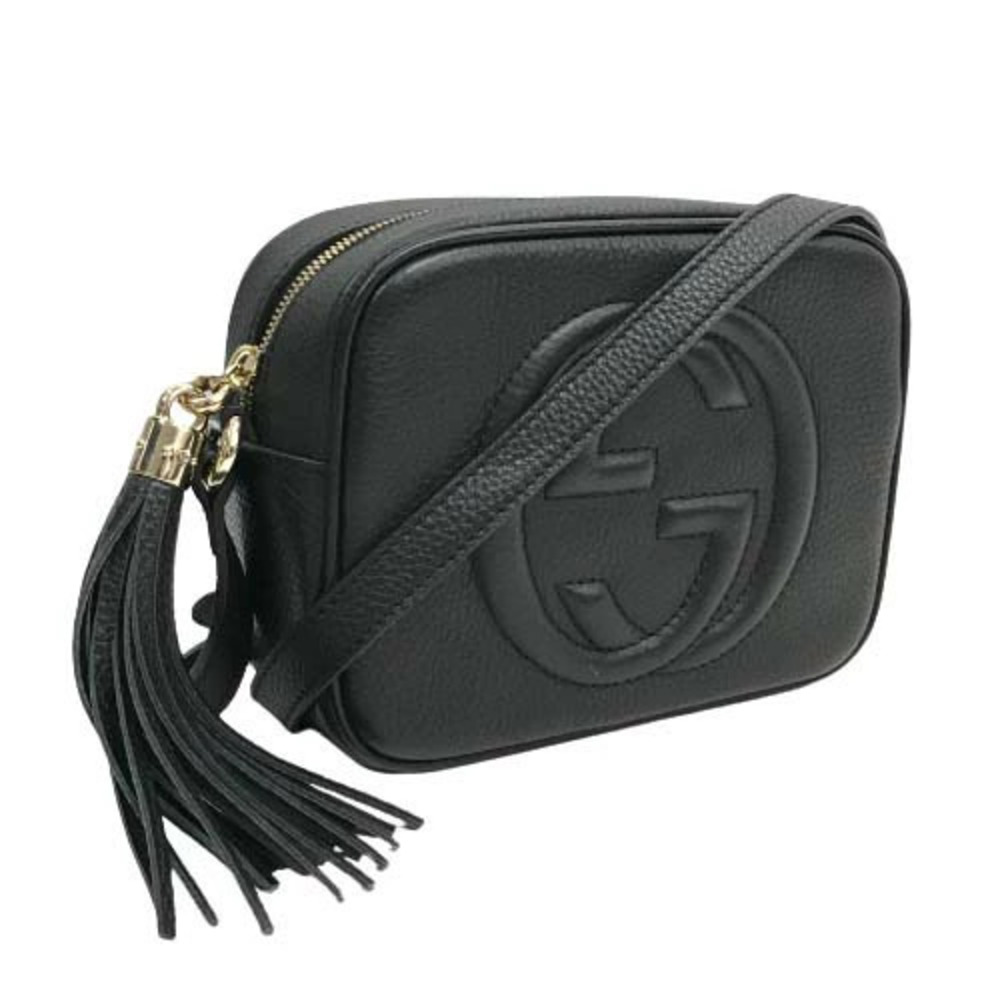 Gucci Soho Disco Bag Shoulder Crossbody Black Fringe Tassel Leather